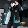 Mens Down Parkas Winter Dodaj polaru mężczyzn Patchwork wodoodporne wodoodporne płaszcz męskie moda duże kieszenie futra kołnierzyka streetwear 221129