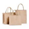 Storage Bags Jute Eco Shopper Bag Friendly Burlap Shoulder Grocery Food Handbags Tote Beach Shopping Travel DIY Art Craft