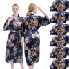 Женская одежда для сна с длинной одеждой Женщины V-образной образец атласной интимное белье сексуальное свободное ночная одежда негабаритная одежда для ванного халата кимоно