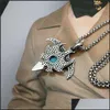 Hänge halsband punk retro rostfritt stål turkos gesar örnhängen för män rock smycken droppleverans halsband dhgarden dhtbn