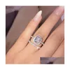 Anelli a fascia 2 pezzi / set Anelli per le donne Coppia Cubic Zirconia Anello quadrato Amanti Gioielli Nuziale Matrimonio Fidanzamento Gioielli romantici Gif Dhxqe