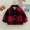 Cappotto FOCUSNORM 3 Colori Inverno Neonate Ragazzi Giacca 03Y Manica lunga Plaid Stampa Button Down Cappotto in pile Outwear 221128