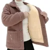 Wo Thick Fleece Winter Single Breasted Lamb Fur Women's Coat Mom Wear Lapel Pocket Imitation Warm Casual Jacket Female 221129