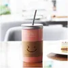 Кружки 480 мл улыбка лица Корея творческая кружка St Glass Cup Cup Ceramic Mason - бутылка сока летни
