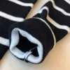 Pull femme Noir motif rayures blanches Boucle d'épaule pur tie dye Chaud doux en hiver 48263 Très élastique fournir un service de livraison à domicile