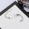 Top designer bracelet mens cuban chain bracelets double letter vintage 925 silver women men braclets bangle 17cm 19cm 21cm hip hop lover jewelry fashion party gift