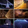 Cordes Énergie Solaire Net LED Guirlande Lumineuse Étanche 8 Modes 1.1x1.1m 2X3M Rideau Fée Lampe Pour Fête De Mariage Festival De Noël Décor