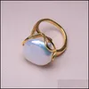 Anello solitario Barocco Solo anello di perle d'acqua dolce naturale Stile retrò Note 14K Bottone a forma irregolare in oro Rfd Drop Delivery Dhgarden Dhwad