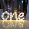 Decorative Objects Figurines ONE LED lights up wooden one sign cake smash first birthday po shoot pography prop 221129