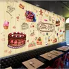 خلفيات الكرتون حلوة كعكة الديكور الصناعي جدارية خلفية 3D الحلوى الحديثة متجر مخبز متجر أصفر خلفية ورق الجدار