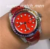 Luxury Watches Top Classic Watch Candy Color Diamond Mens Watches Automatic Mechanical 40mm Rainbow Bezel Business Wristwatch Leather Strap flera stilar