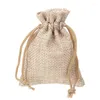 Cadeau cadeau 50pcs 7 / 9cm Mode Cordon de jute Sacs de mariage Faveurs de mariage Bijoux de Noël Hessian Sack Pochettes Emballage