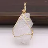 Pendentif Colliers Cristal Naturel Pierre Charmes Enroulement Irrégulier Or Rose Quartz Améthyste Pour Jewerly DIY Collier Accessoires