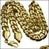 Chains Mens 18K Gold Filled Solid Cuban Curb Chain Necklace 60Cm Drop Delivery Jewelry Necklaces Pendants Dhgarden Dhgim