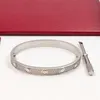 Kvinnor Mens skruvarmband 316L Titanium Love Armband Bangle 3 Rows Full Diamond Silver Rose Gold Rostfritt stål Skruvmejsel Designer Parsmycken gåva