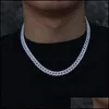 Chains 724inch S925 Sterling Sier 8mm Round Cuban Link Chain Chokers Necklace Bling Iced Out Rapper Jewelry for Men w Dhgarden Dhpwp