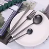 Ensembles de vaisselle ensemble de couverts noir mat vaisselle en acier inoxydable 16 pièces cuillères de cuisine fourchettes couteaux dîner à la maison