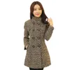 Women's Wool Blends Coat Winter Autumn Fashion Elegant Mother Turtleneck Plaid Slim Long Tweed en Outerwear Female 221128