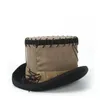 Boinas 13,5 cm de lã preta steampunk chapéu artesanal homens homens com fedora fedora milinery Óculos de casca de cosplay