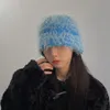 Breda randen hattar hink koreanska kvinnor vinter söta och ljusa siden stickade kepsar mode öronskydd skid hatt varm ins beanie gorros 221128