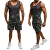 Tute da uomo Summer Suit Camouflage senza maniche Gilet casual Pantaloncini Sport Poliestere Girocollo Stampa Set Top Camicetta T611