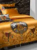 Beddengoed sets Europees aristocratisch goud vintage brokaat Egyptisch katoen geborduurde luxe set quilt dekbed beddenbekleding 221129