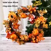 Dekorativa blommor Höstkransdekor Pine Cone Pumpkin Garland ytterdörr Artificial Flower Halloween Thanksgiving 2023 Jul