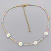 Tour de cou KBJW Original collier de fleurs de marguerite à la mode bijoux en acier inoxydable faits à la main délicats perles plaquées or PVD