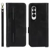 Retro Magnetic Flip Phone Cases for Samsung Galaxy Z Fold3 5G Multiple Card Slots Solid Leather Wallet Clutch Kickstand Protective Shell with Pen Slot Holder