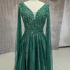 Party Dresses A Line Sparkly V Neck Evening For Wedding Long Luxury Sequined Green Formal Prom Dress Dubai Gown 221128