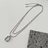 Chains Double Layer Necklaces For Women Girls Fashion Gold Silver Color Chain With Square Pendant Necklace Jewelry Gift