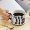 Mugs Hand Painted Blue Printed Ceramic Mug Coffee Cup Couple Breakfast Simple Milk
