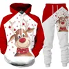 Mens Tracksuits Family Matching Santa Claus Elk HoodieSuits Xmas Year Sweatshirt Pants Set Christmas Party Outwear Adult Kids Clothing Suit 221128