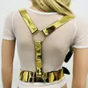 Damestanks Camis Punk Festival Faux Leather Body Sexy Bondage Belt Gold Harness Women Men Heren Belt Club feestriem Tops