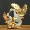 Decoratieve objecten Figurines Europees bruiloft Decor Crafts Ceramic Creative Room Decoration Handicraft Gold Swan Love Porselein Decorations 221129