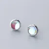 Studörhängen opal för kvinnor silver 925 smycken minimalistisk rund charm unga parti kontor engagemang gåvor toppmode