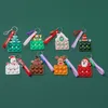 Toy Decompression Toy 8Pcs Mini Pop Push Bubble Keychain Christmas Simple Dimple Fidget Toys Stress Relief Toy Pendant Santa Keychain