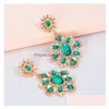 Dangle Lustre Tempérament Mti Couleur Cristal Boucles D'oreilles Vintage Géométrique Vert Gemme Dangle Fille Fête Oreille Bijoux Delive Dhard