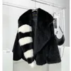 Kadınlar kürk sahte ceketler kış vizon ceketleri patchwork siyah gevşek peluş ceket bayanlar dış giyim kabarcığı 221128