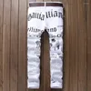 Jeans masculine pantalon de hiphop décontracté de conception en blanc jean droit pour un pantalon de denim mâle