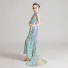 Прекрасная русалка цветочная девушка платья настоящие фото сплит сплит -аппликации пухлы