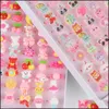 Rings Rings 100pcs/Lot Cartoon Resin Rings for Children Fashion لطيف مجوهرات جميلة هدايا حفلة عيد ميلاد Drop Del Dhgarden Dhe3o