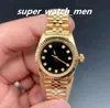 Women's Watch Automatic Mechanical 26mm Datejust Black Dial Diamond 18K Yellow Gold Ladies Watches 2813 Movement Sapphire Dive Lady Fashion Girl Wristwatches Gift