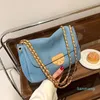 حقائب المساء للنساء حقائب اليد الفاخرة Bolso Fashion Retro Handbag Hand Hand Counter Bag Bag Bag Chain Cowboy