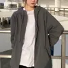 22SS japoneses chiques novas jaquetas clássicas com capuz sólido lavado moletons vintage outono de inverno rua zíper cardigan homem feminina moda casual mole