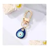 Key Rings Water Drop Heart Blue Evil Eyes Key Rings Keychain Fashion Lucky Turkish Eye Ring Diy Keychains Car Chains Holder Accessor Dhe6T