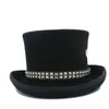 Berretti Lana Nero Donna Uomo Steampunk Top Hat Steam Punk Gear Fedora Cosplay Show