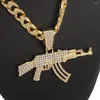 Hanger kettingen Iced Out Out Rhinestone machinegeweer ketting charme mannelijke kraag glans sieraden hiphop miami coole persoonlijkheidsgeschenken