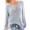 Женские свитера Сплошная осенняя зима плюс размер базовый вязаный свитер.