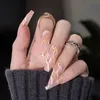 Nieuwe draagbare nagels golflijnen afneembare pers op nagels kunst diy volledige hoes manicure tips eenvoudige mode zwart witte nep manicures